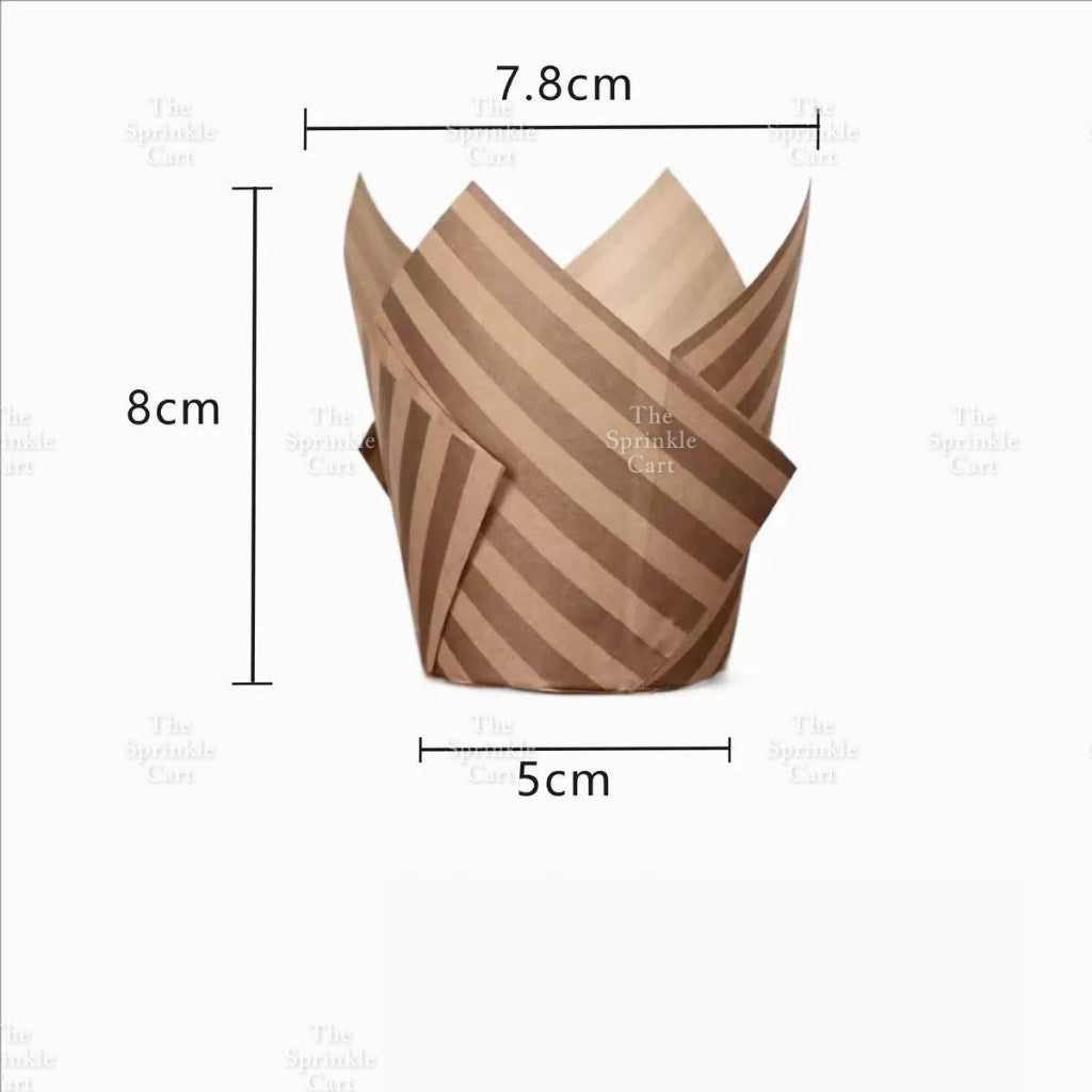 50pcs Tulip Muffin Liner Cupcake Baking Cups Newspaper Stripe Style TSC