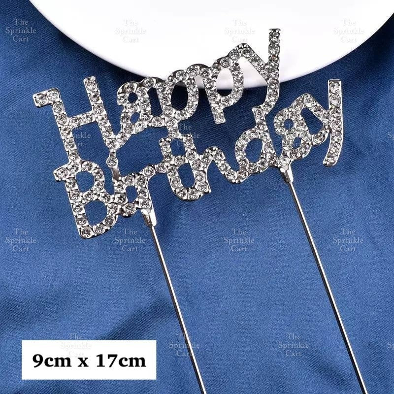 0-9 Silver Rhinestone Number Metal Topper And Happy Birthday Headband Party Needs TSC