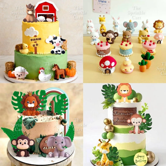 Animal Safari Farm Theme Cake Topper Wild Animal Jungle World Figurine Decoration TSC