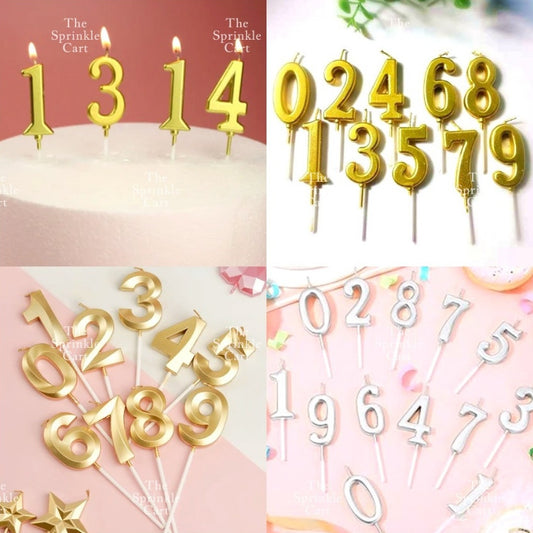 Number Candle for Birthday Cake Decor Party Supplies Gold ans Silver 0-9