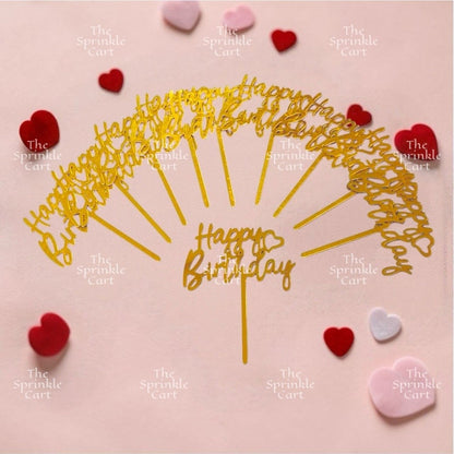 10pcs Happy Birthday Acrylic Cake Topper DIY Baking Decoration TSC