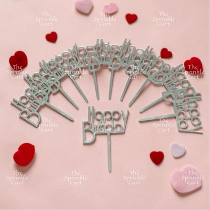 10pcs Happy Birthday Acrylic Cake Topper DIY Baking Decoration TSC