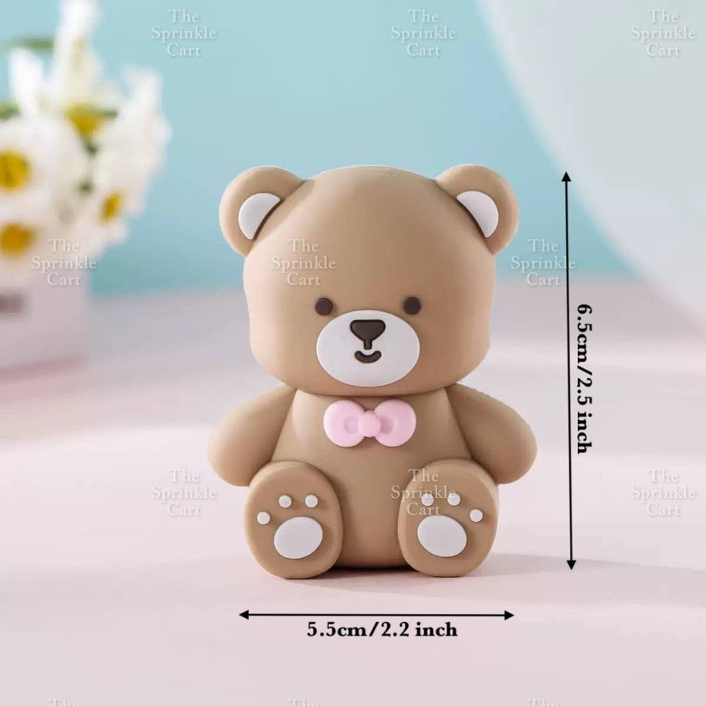 Bear Polymer Vinyl Toy Cake Topper for Baby Boy Girl Birthday Christening Party TSC