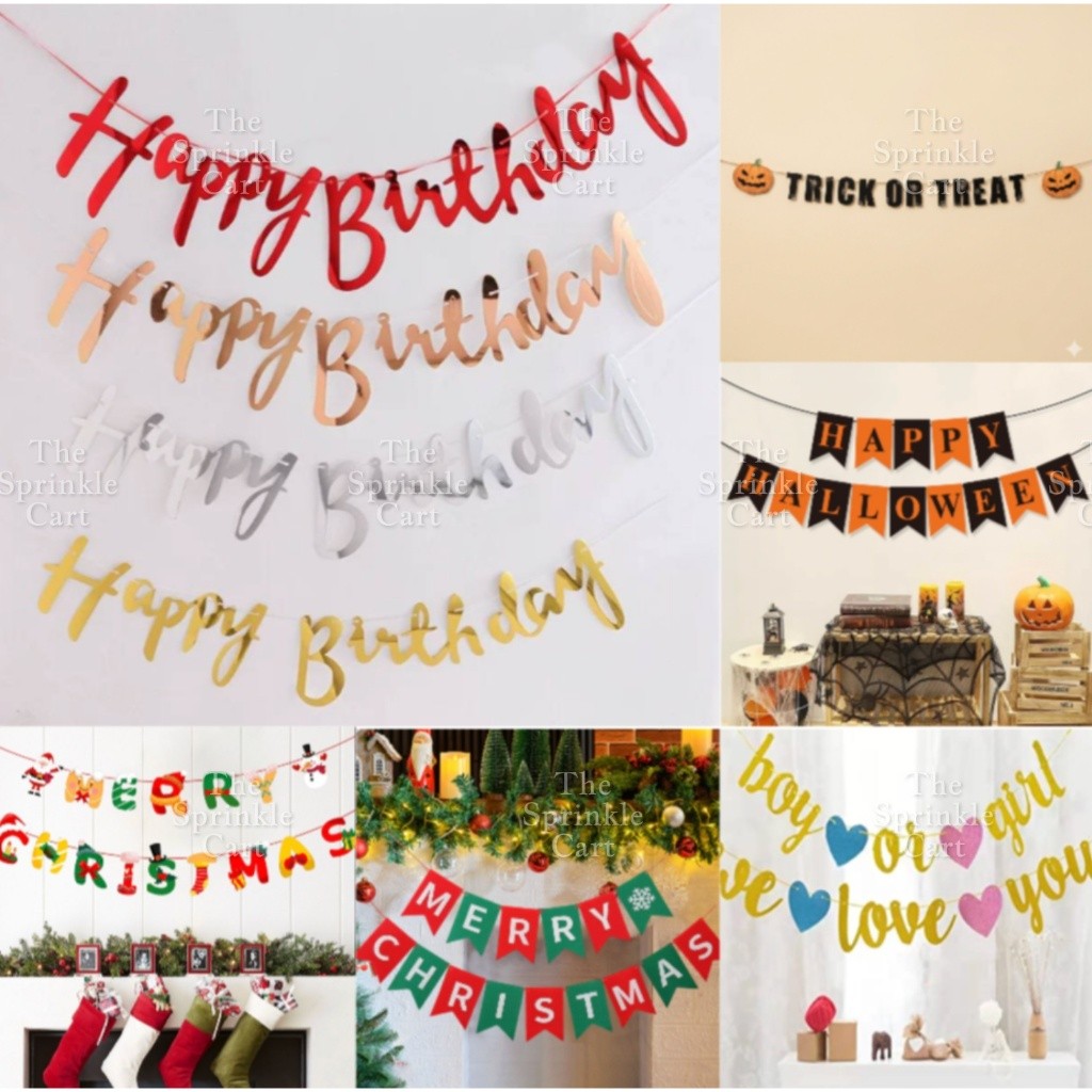 Seasonal Wall Banner for Party Decoration Birthday Christmas Halloween Gender Reveal New Year TSC