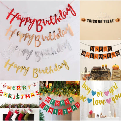 Seasonal Wall Banner for Party Decoration Birthday Christmas Halloween Gender Reveal New Year TSC