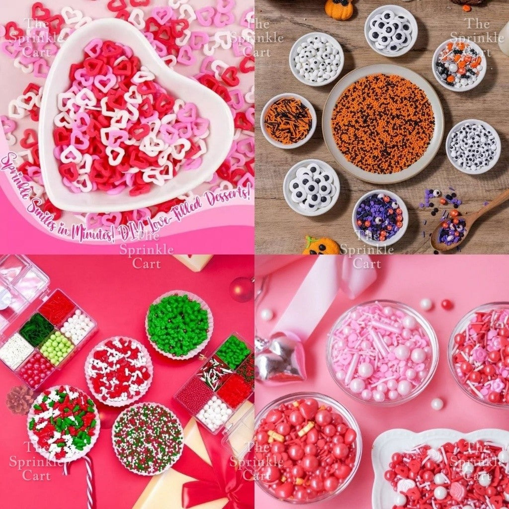 Edible Sprinkles Dragees for Christmas Halloween Valentines Theme Cake Decoration TSC