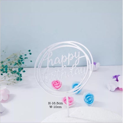 Acrylic Glitter Paper Happy Birthday Mr & Mrs Girl Boy Cake Topper Party Supplies