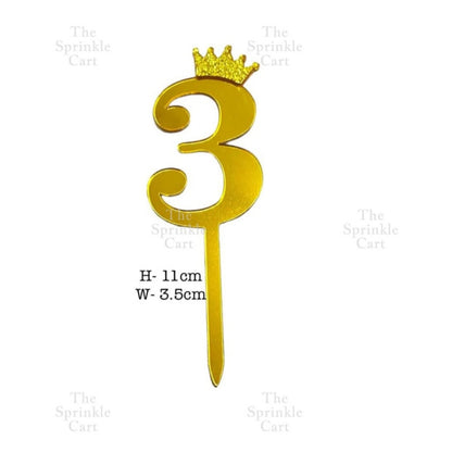 Acrylic Number Cake Topper Glitter Crown Diamond Happy Birthday Number Cupcake Topper