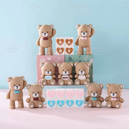Bear Polymer Vinyl Toy Cake Topper for Baby Boy Girl Birthday Christening Party TSC