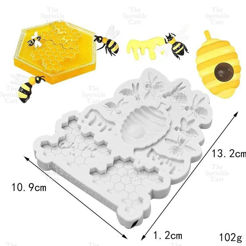 Honeycomb and Bee Theme Silicone Molder for Cake Decoration TSC