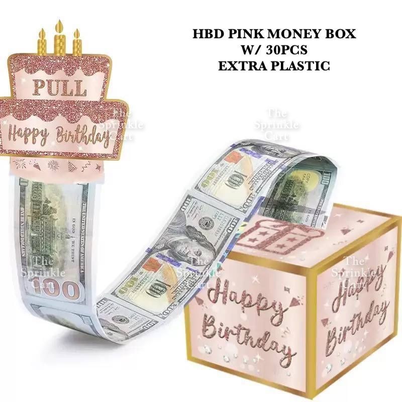 Surprise Money Pulling Box with Plastic for Cake and DIY Gift Birthday Christmas and Other Occasions TSC