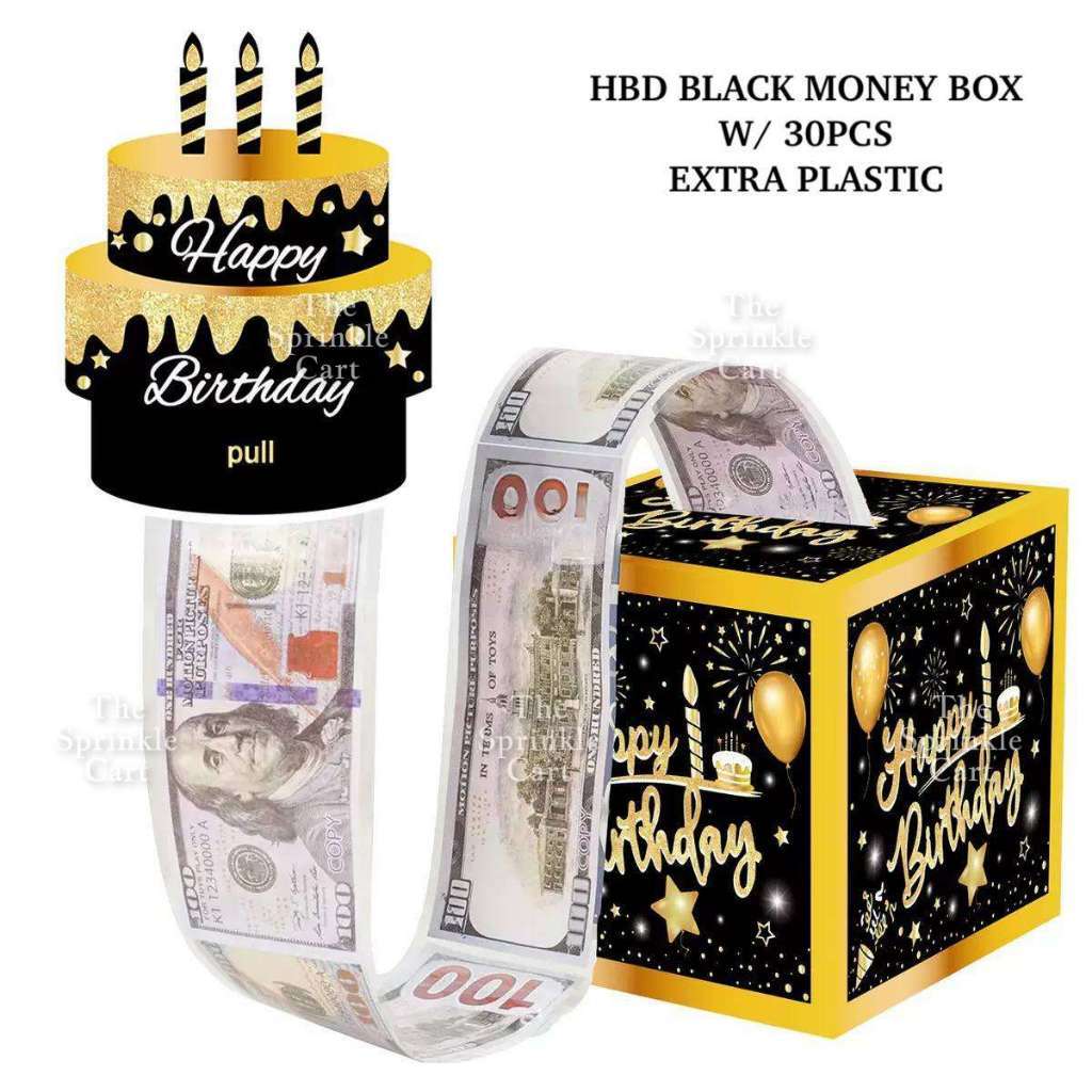 Surprise Money Pulling Box with Plastic for Cake and DIY Gift Birthday Christmas and Other Occasions TSC