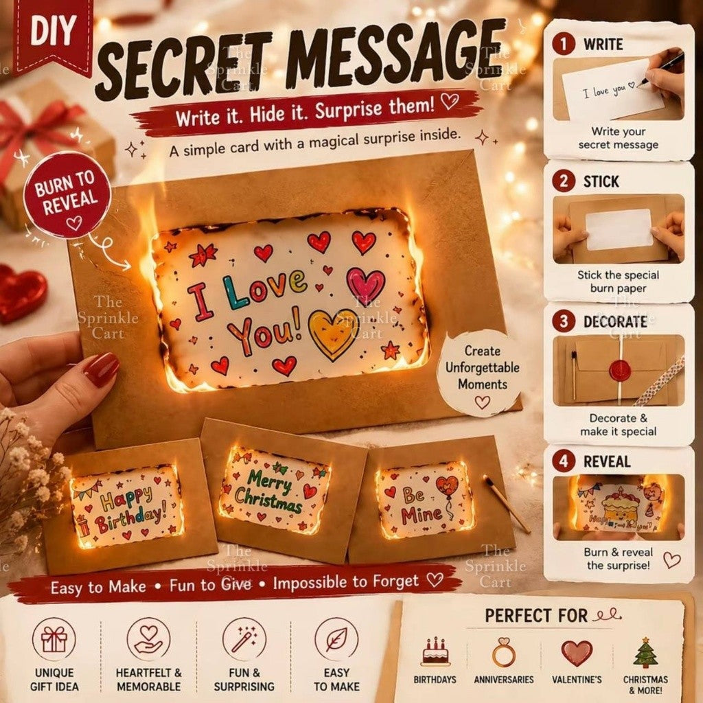 Surprise Burning Card DIY Magic Fire Hidden Message Greeting Reveal TSC