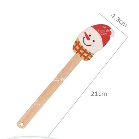 Christmas Themed Silicone Spatula Scraper Santa Claus Christmas Tree Wooden Snowman Baking Tool TSC