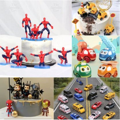 Superhero League  and Transportation Vehicle Boy Theme Cake Toy Topper Decoration TSC