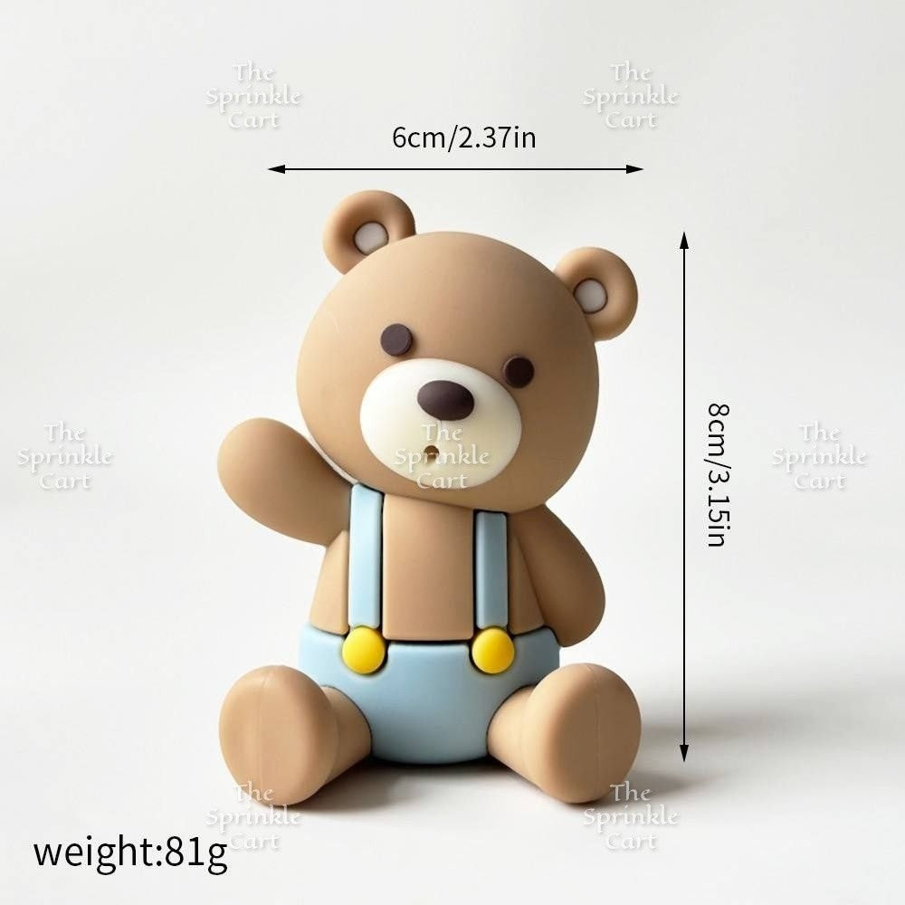 Bear Polymer Vinyl Toy Cake Topper for Baby Boy Girl Birthday Christening Party TSC