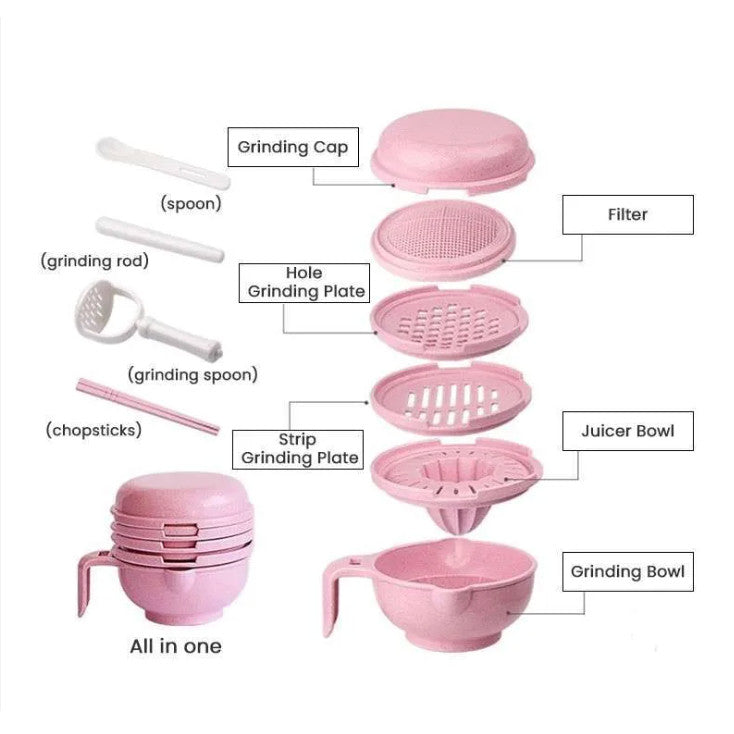 Manual Grinding Bowl Set Fruit Grinder for Children Fruit Juice Tools Supply TSC
