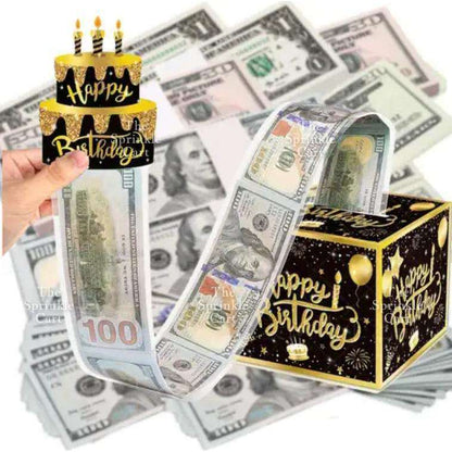 Surprise Money Pulling Box with Plastic for Cake and DIY Gift Birthday Christmas and Other Occasions TSC