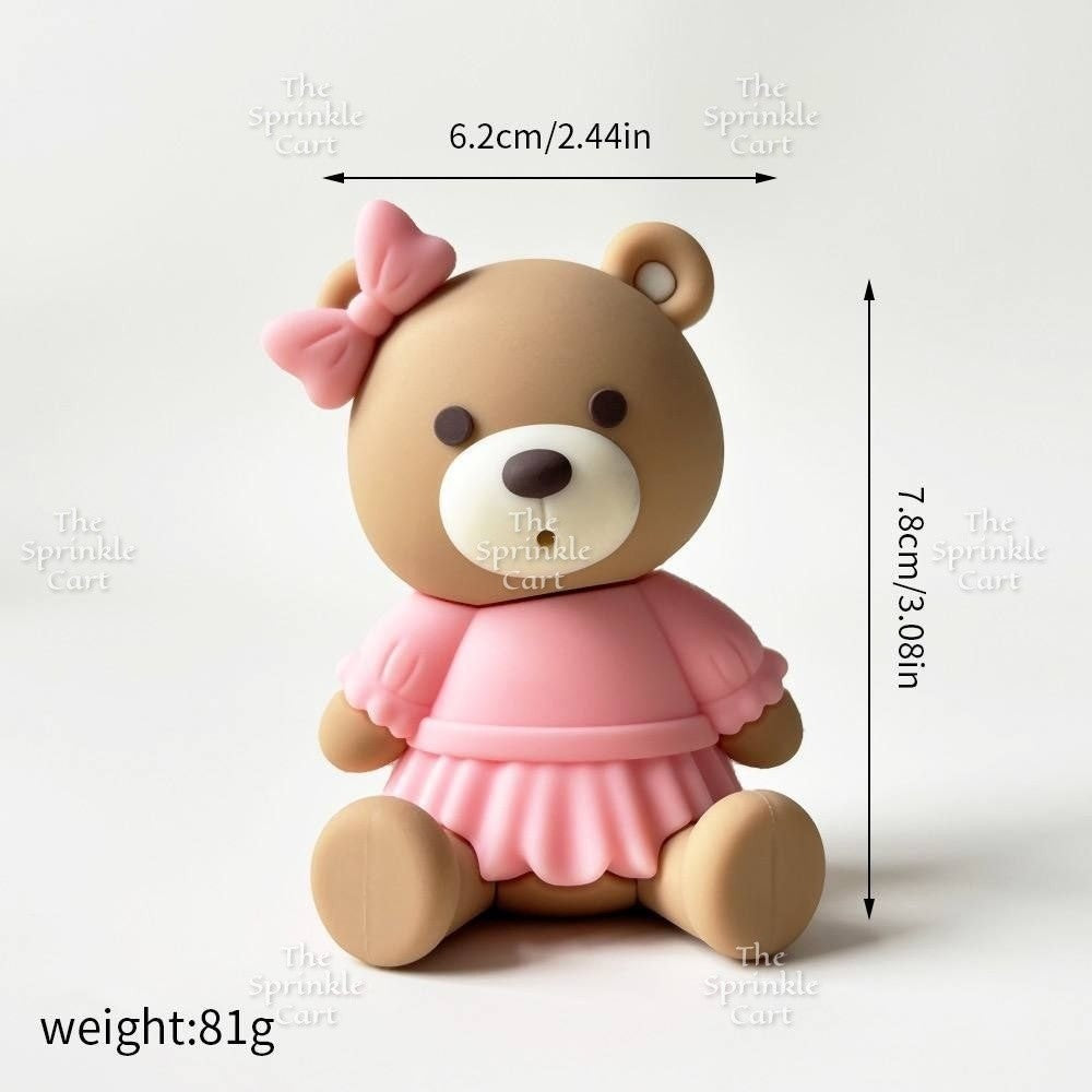 Bear Polymer Vinyl Toy Cake Topper for Baby Boy Girl Birthday Christening Party TSC