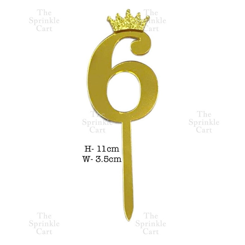Acrylic Number Cake Topper Glitter Crown Diamond Happy Birthday Number Cupcake Topper