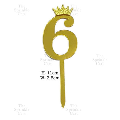 Acrylic Number Cake Topper Glitter Crown Diamond Happy Birthday Number Cupcake Topper