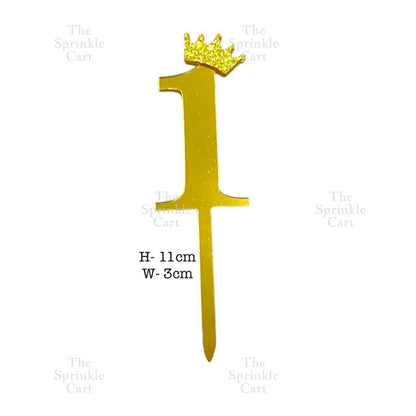 Acrylic Number Cake Topper Glitter Crown Diamond Happy Birthday Number Cupcake Topper