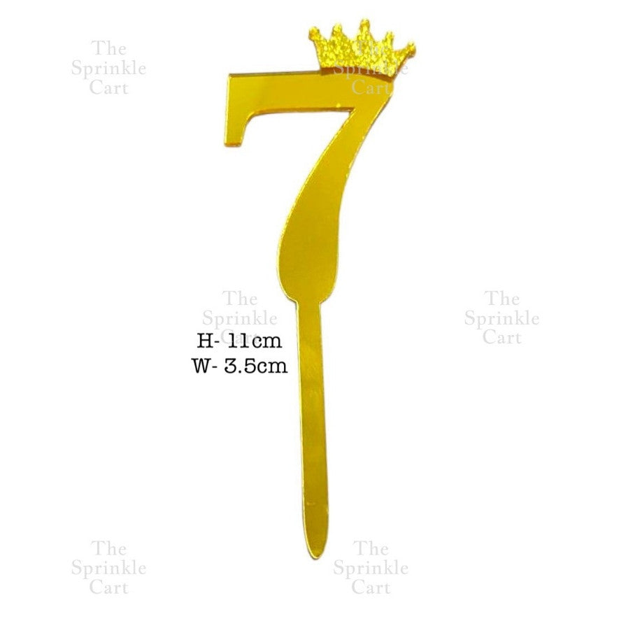 Acrylic Number Cake Topper Glitter Crown Diamond Happy Birthday Number Cupcake Topper