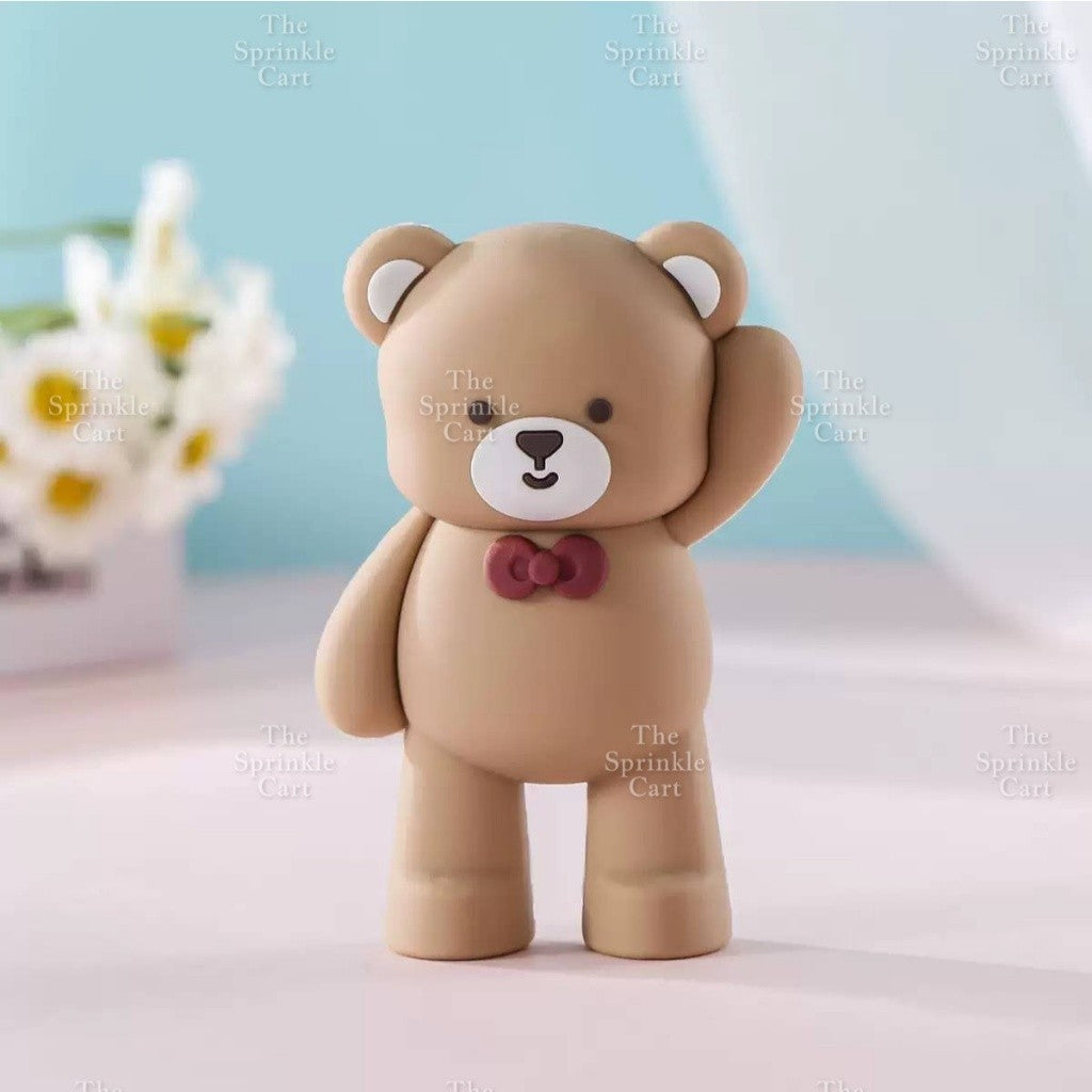 Bear Polymer Vinyl Toy Cake Topper for Baby Boy Girl Birthday Christening Party TSC