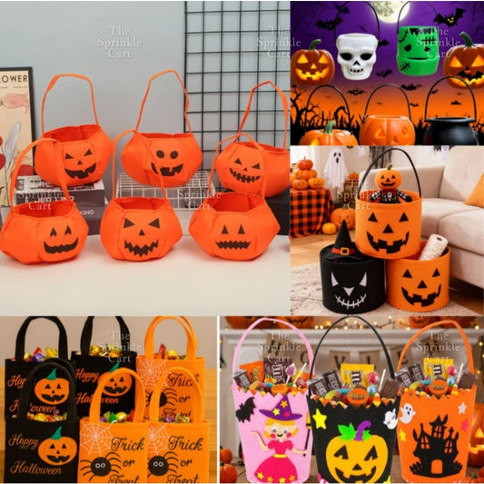 Trick or Treat Goodie Candy Bag and Bucket for Adult Children Halloween Party TSC