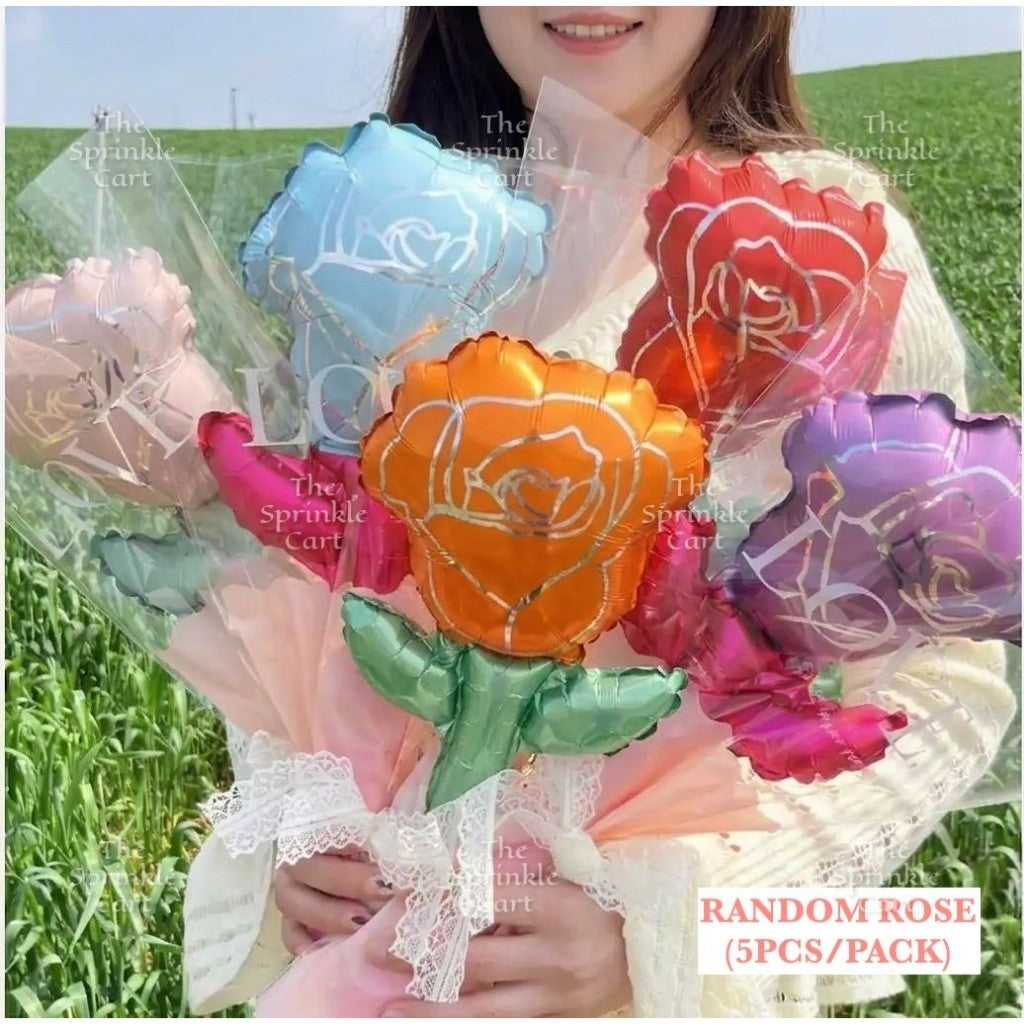 Metallic Flower Heart Balloon with OPP Wrapper and Ribbon Set TSC
