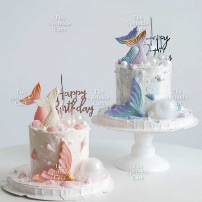 Mermaid Theme Toy Topper Silicone Molder Stencil for Cake Decoration TSC