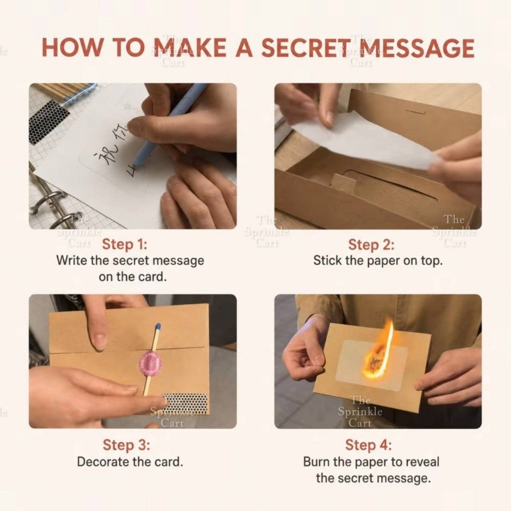 Surprise Burning Card DIY Magic Fire Hidden Message Greeting Reveal TSC