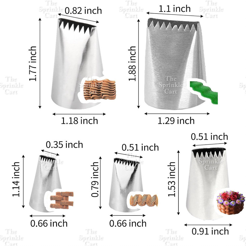 1M 2F 2D 6B 195 Nozzle Tip for Cake Icing Buttercream Pastry Decoration TSC
