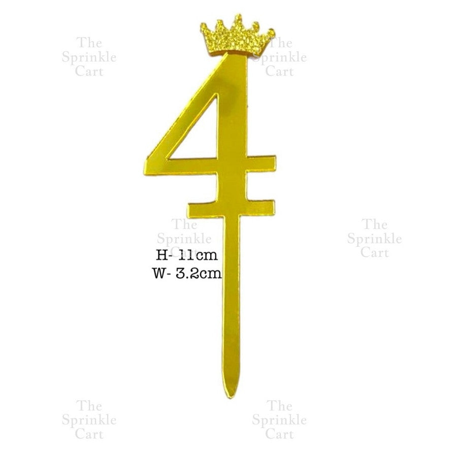 Acrylic Number Cake Topper Glitter Crown Diamond Happy Birthday Number Cupcake Topper