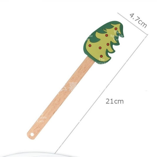 Christmas Themed Silicone Spatula Scraper Santa Claus Christmas Tree Wooden Snowman Baking Tool TSC