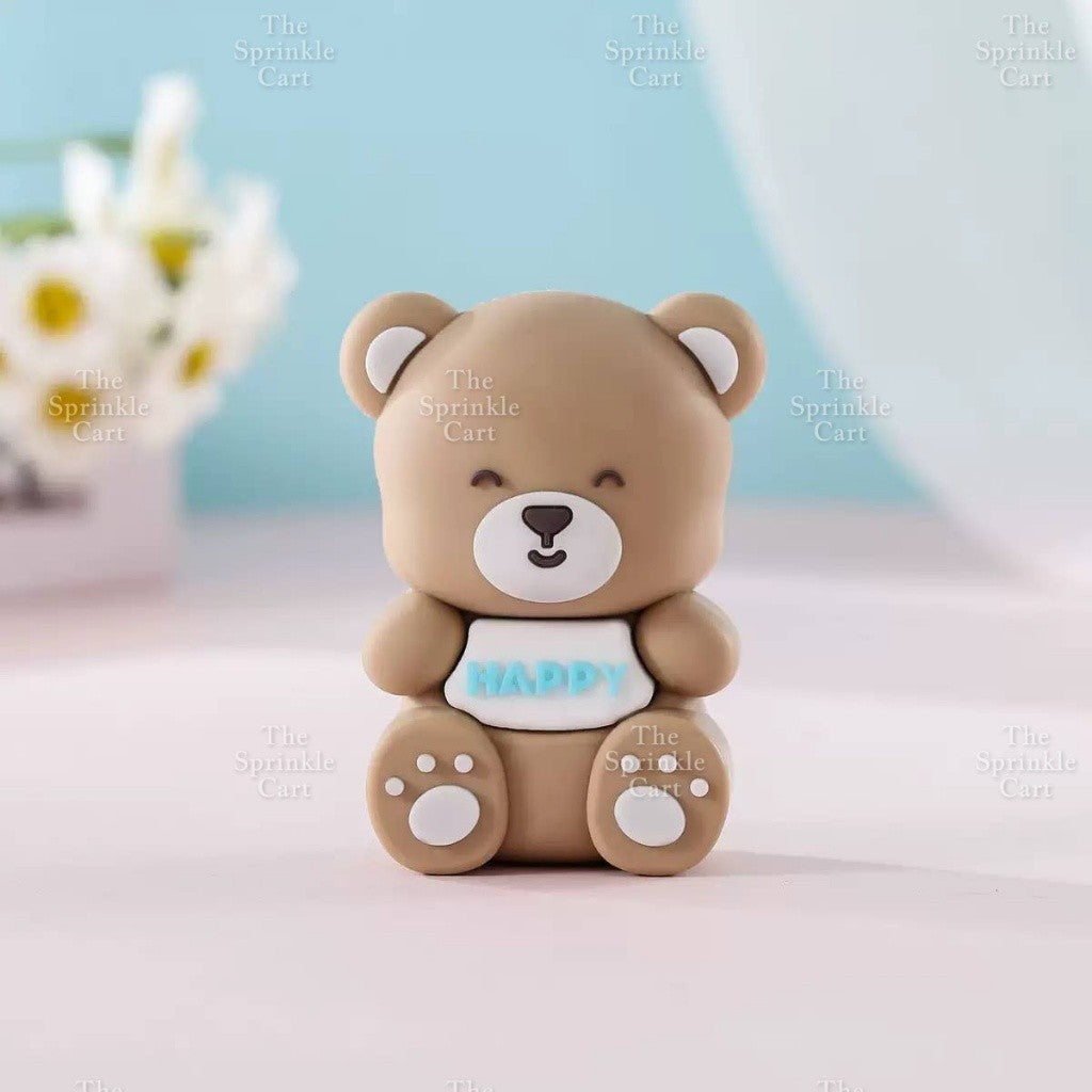 Bear Polymer Vinyl Toy Cake Topper for Baby Boy Girl Birthday Christening Party TSC