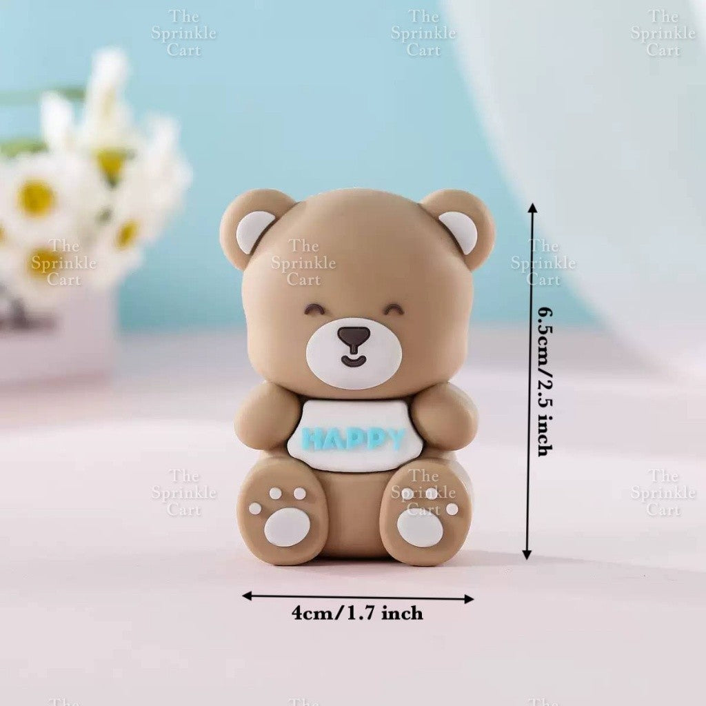 Bear Polymer Vinyl Toy Cake Topper for Baby Boy Girl Birthday Christening Party TSC
