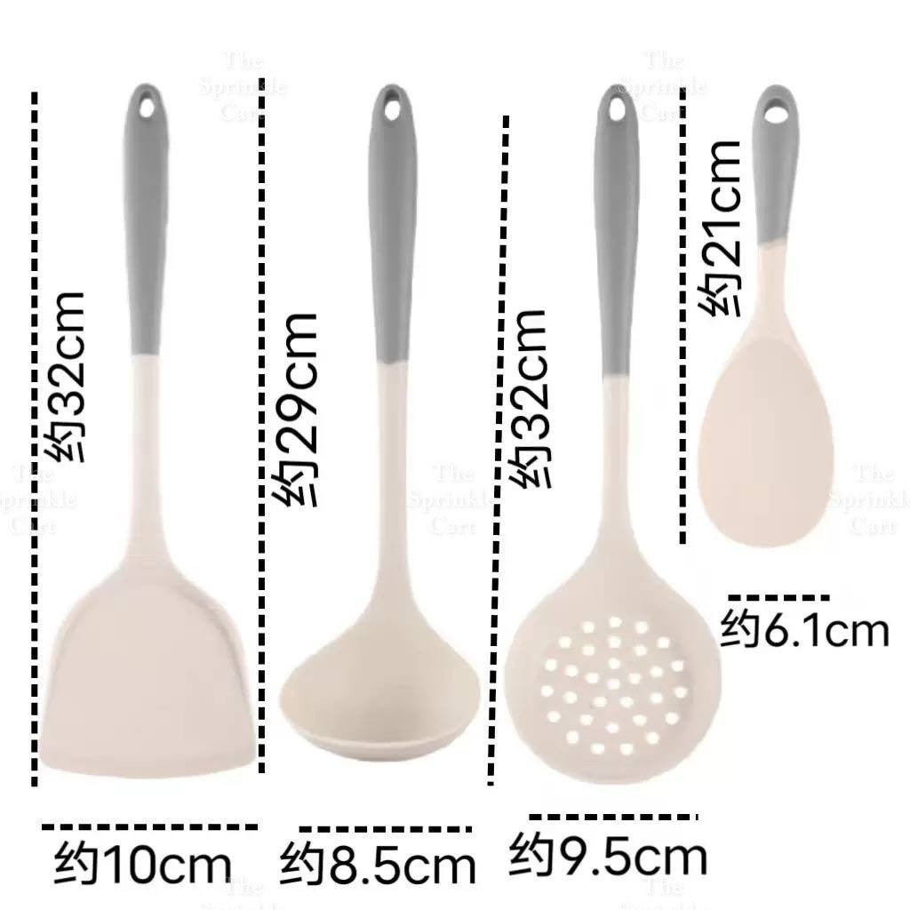 Long Handle Non-Stick Silicone Spatula Ladle Turner Skimmer Kitchen Tool TSC