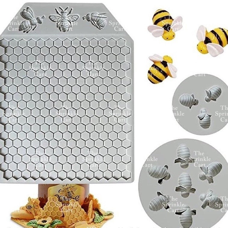 Honeycomb and Bee Theme Silicone Molder for Cake Decoration TSC