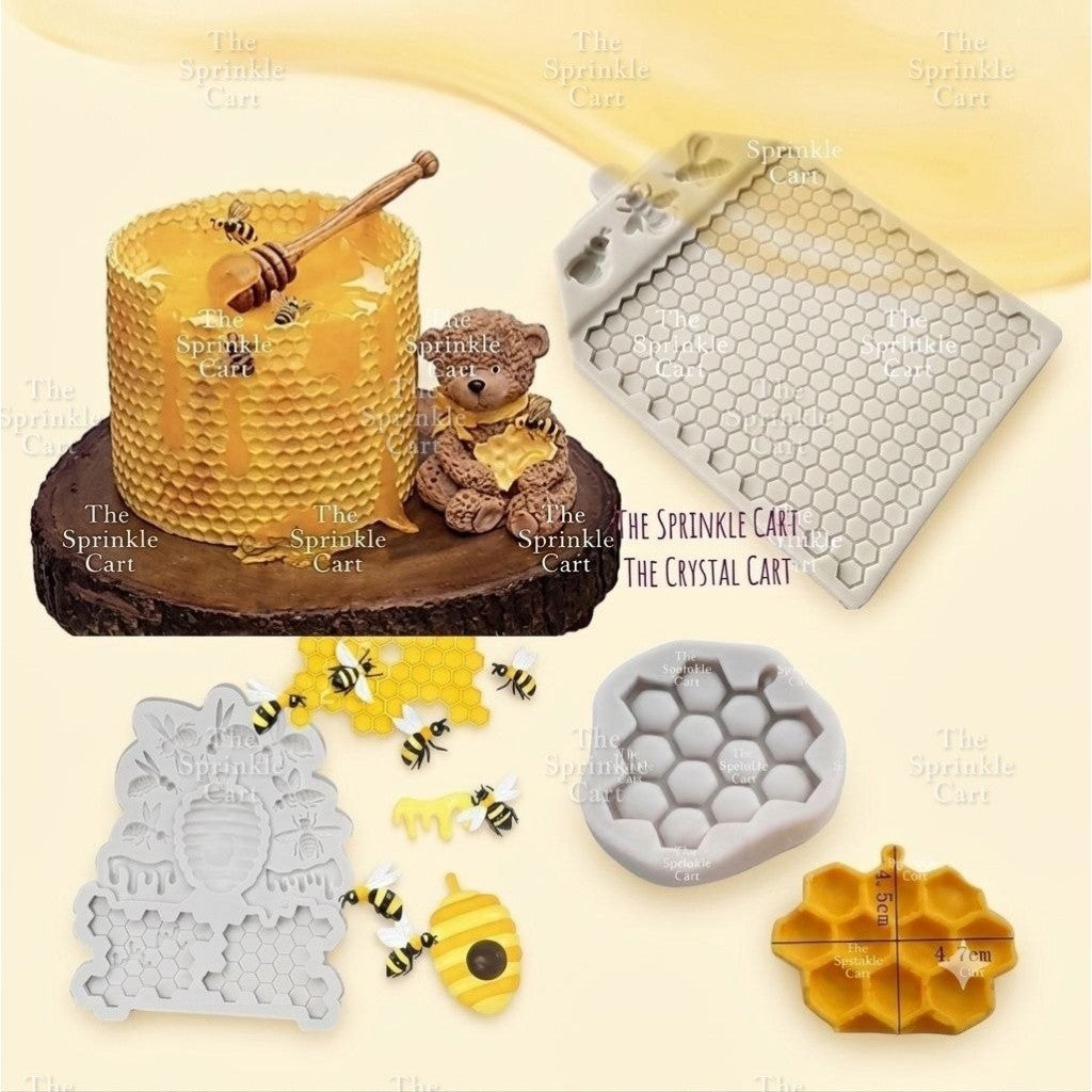 Honeycomb and Bee Theme Silicone Molder for Cake Decoration TSC
