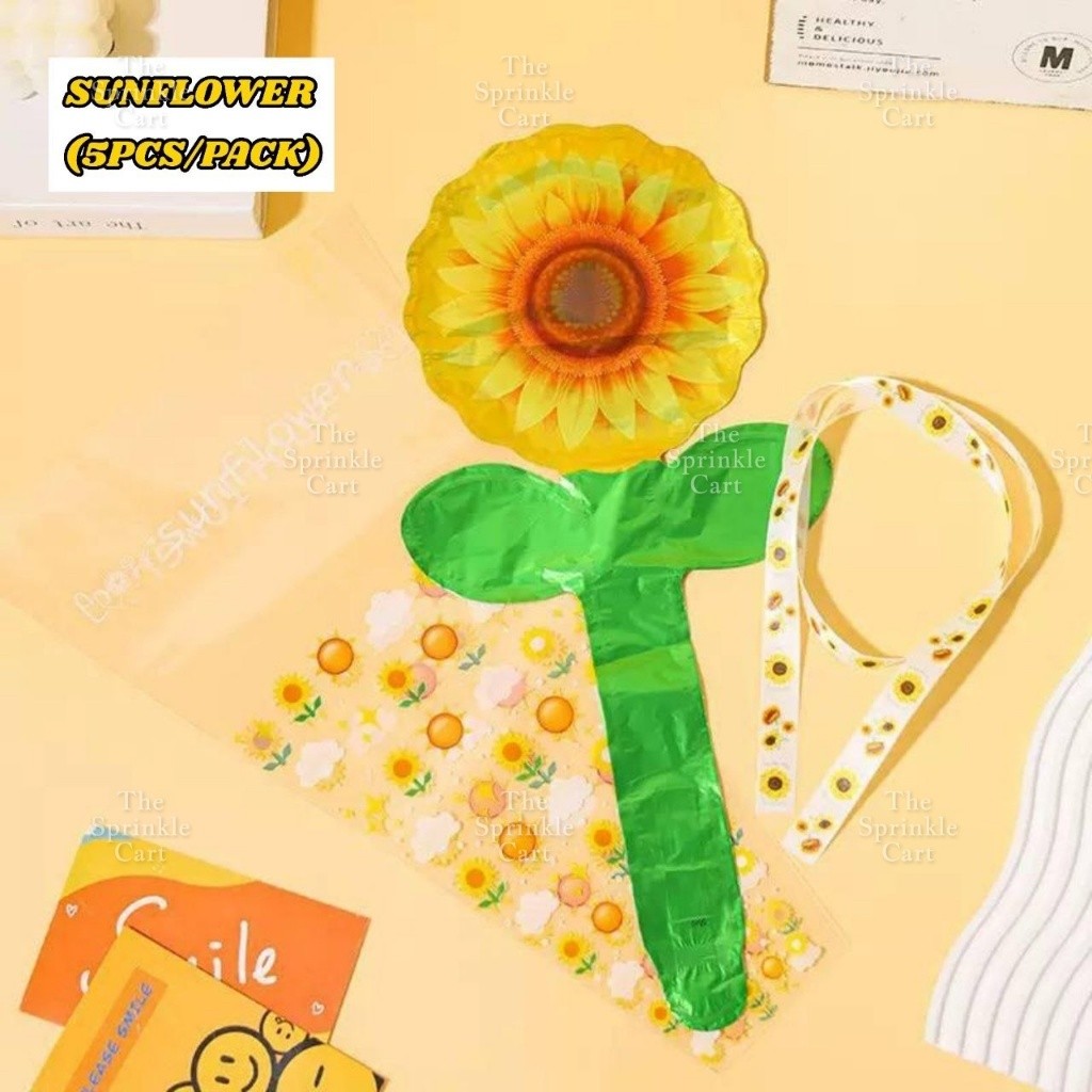 Metallic Flower Heart Balloon with OPP Wrapper and Ribbon Set TSC