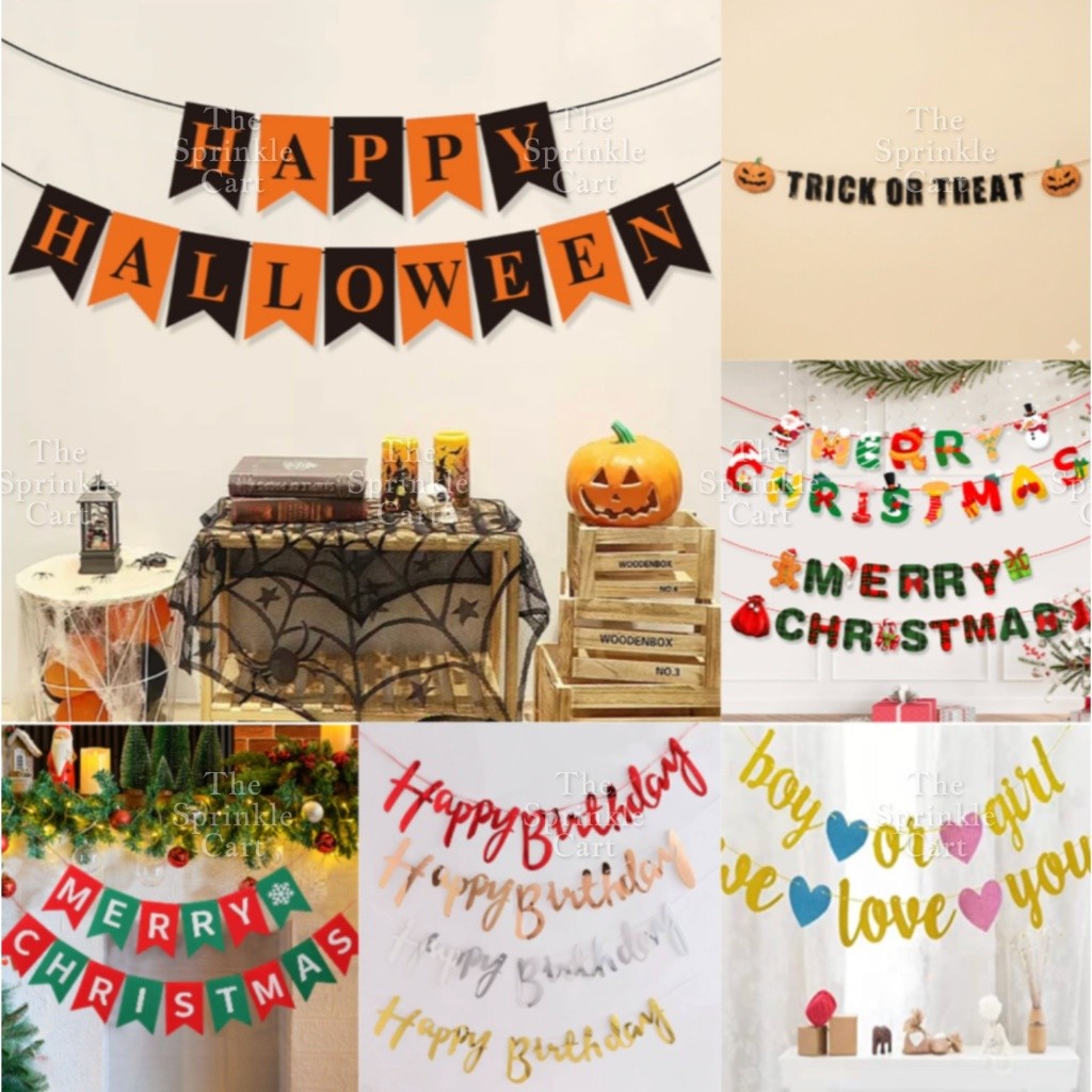 Seasonal Wall Banner for Party Decoration Birthday Christmas Halloween Gender Reveal New Year TSC