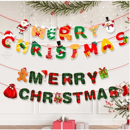 Merry Christmas Wall and Door Banner Hanging Backdrops Home Display Props TSC