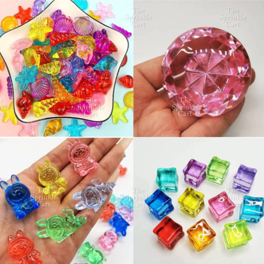 Translucent Crystal Resin Charms Toppers for DIY Cake Decoration Arts and Crafts TSC