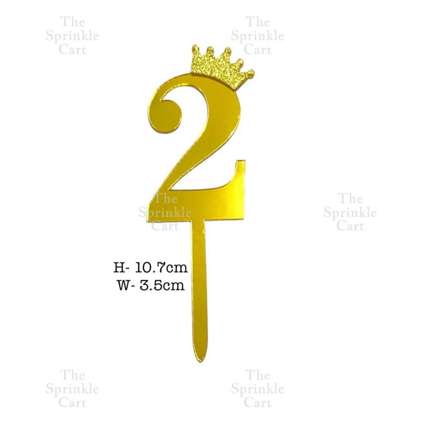 Acrylic Number Cake Topper Glitter Crown Diamond Happy Birthday Number Cupcake Topper