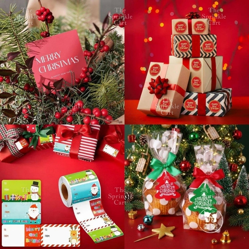 Christmas Sticker and Gift Tag DIY Food Box Sealing Label Packaging TSC