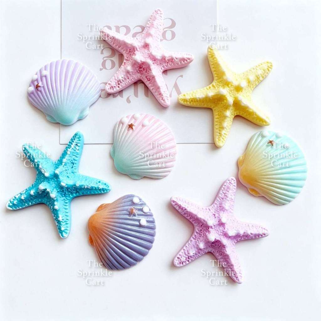 Mermaid Theme Toy Topper Silicone Molder Stencil for Cake Decoration TSC