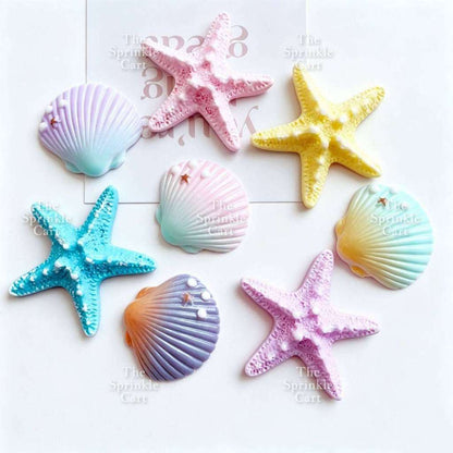 Mermaid Theme Toy Topper Silicone Molder Stencil for Cake Decoration TSC