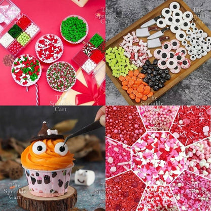 Edible Sprinkles Dragees for Christmas Halloween Valentines Theme Cake Decoration TSC