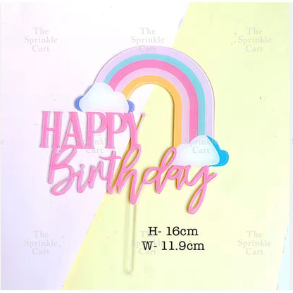 Acrylic Glitter Paper Happy Birthday Mr & Mrs Girl Boy Cake Topper Party Supplies